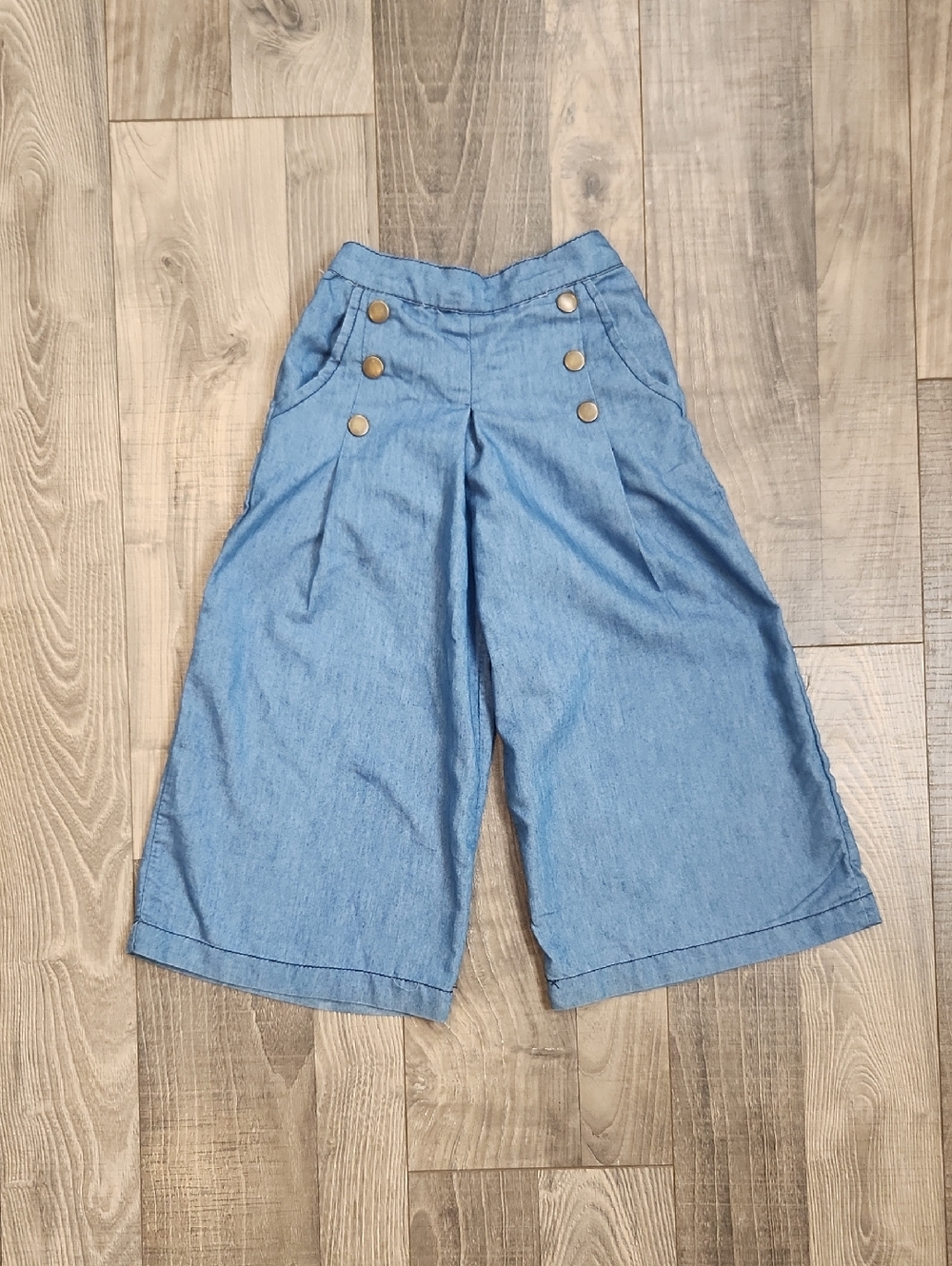 Light‎ Blue 100% Cotton Wide Leg Children's Pants Size 12-24 Months